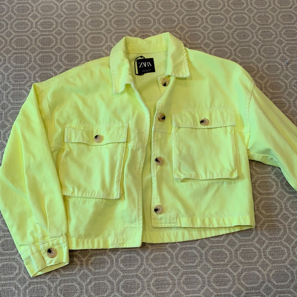 Zara Neon Yellow Denim Jacket